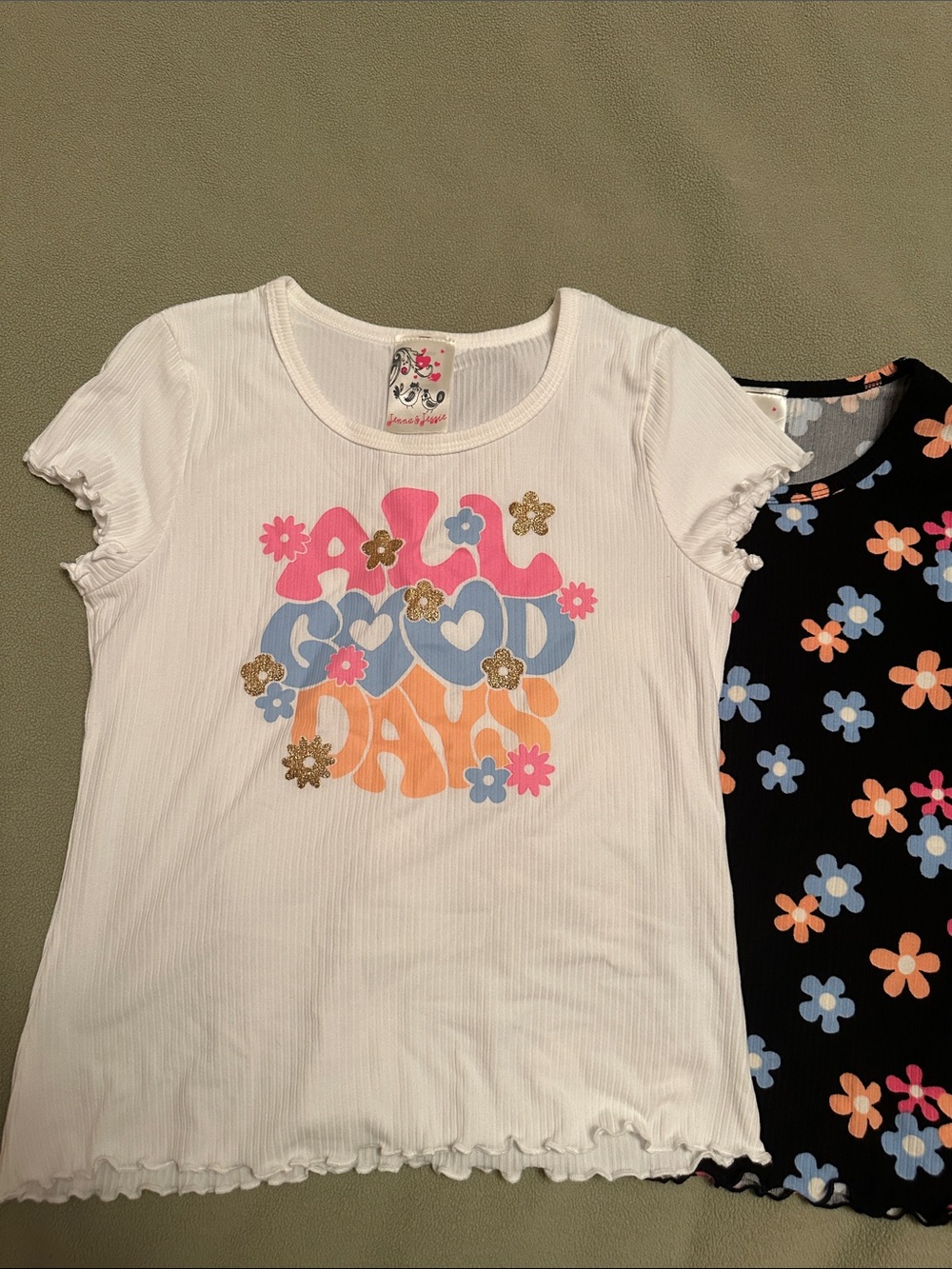 Kids White 'All Good Days' Graphic Tee with Floral Accents
